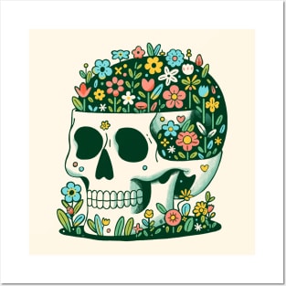 Skull Flower Garden Posters and Art